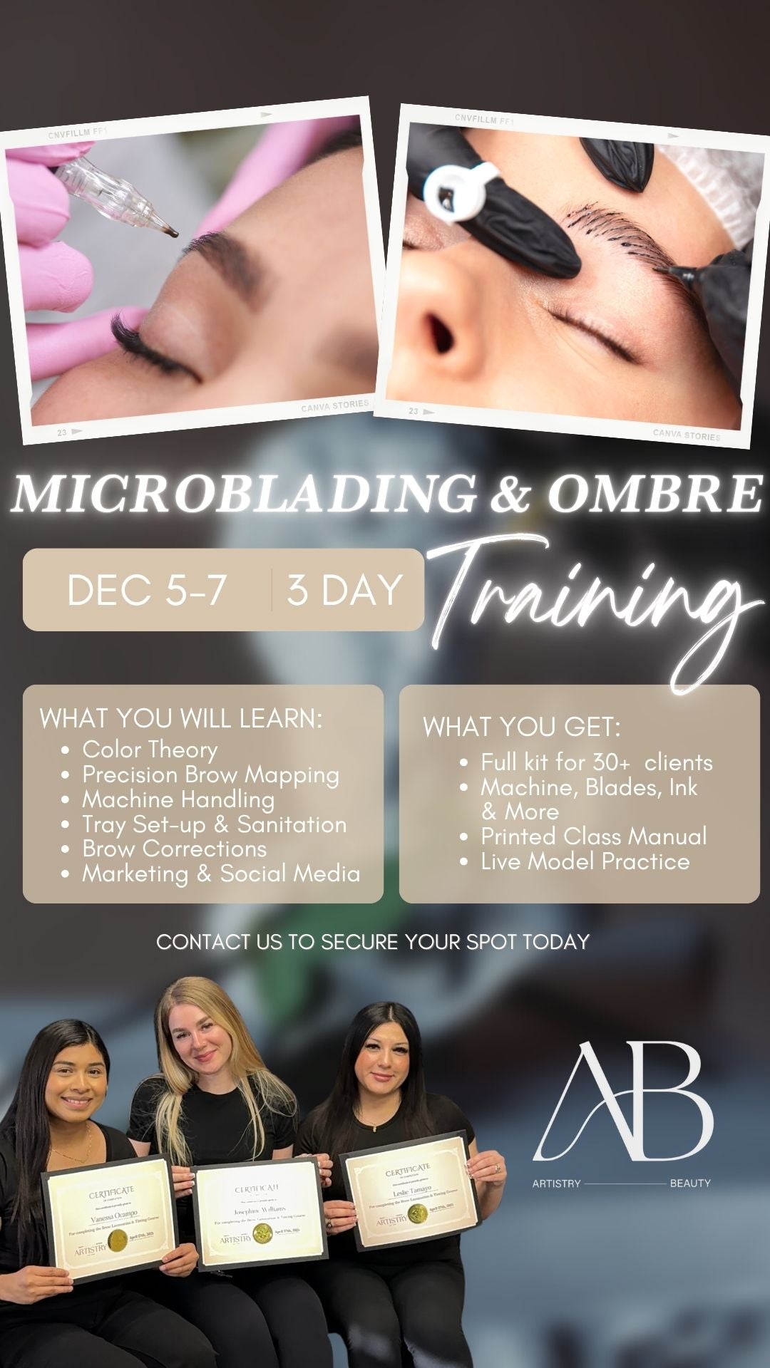 3 Day Microblading & Ombre Powder Brow Class